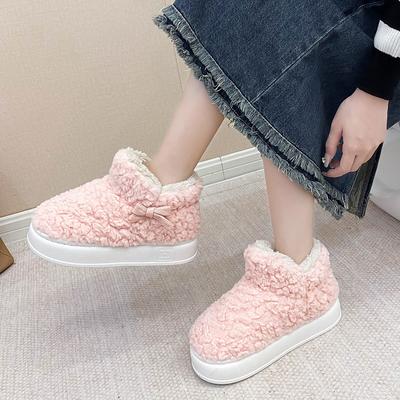 2024 зимняя теплая обувь, женские и мужские домашние хлопковые тапочки, мягкая плюшевая обувь на платформе, парная домашняя уличная пушистая обувь