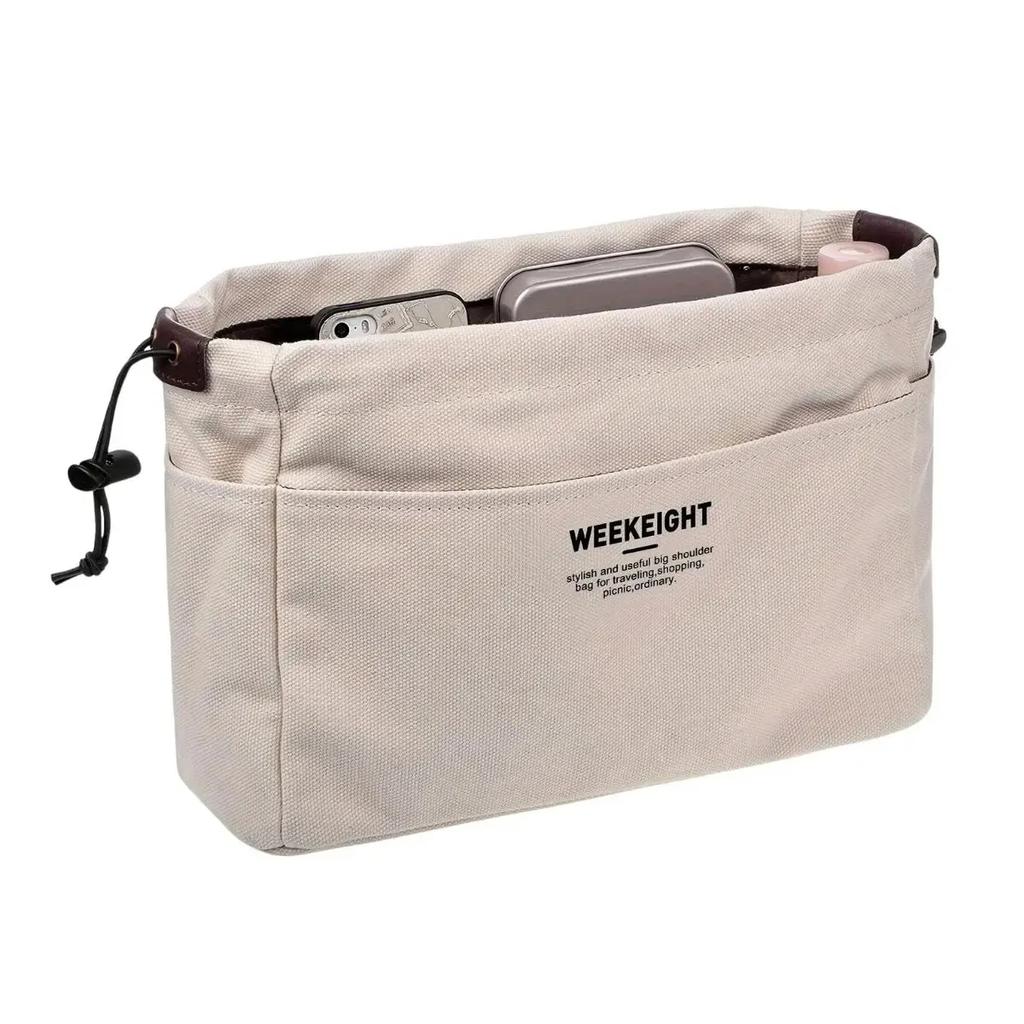 Drawstring Canvas Storage Organizers Multi-Pockets Liner Bag Lightweight Portable Travel Storage Bag