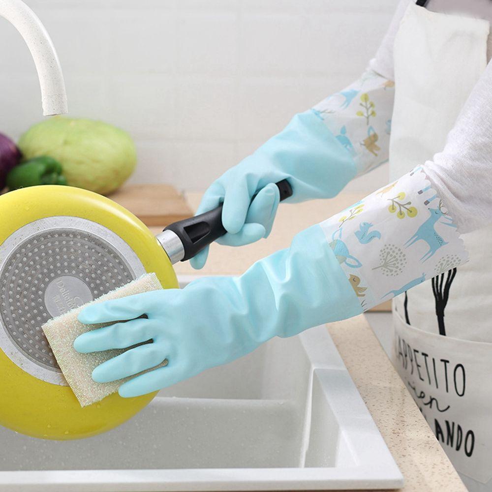Durable Household Cleaning Plush Elastic Band Kitchen Accessories Dishwashing Tools Sleeve Gloves AVE