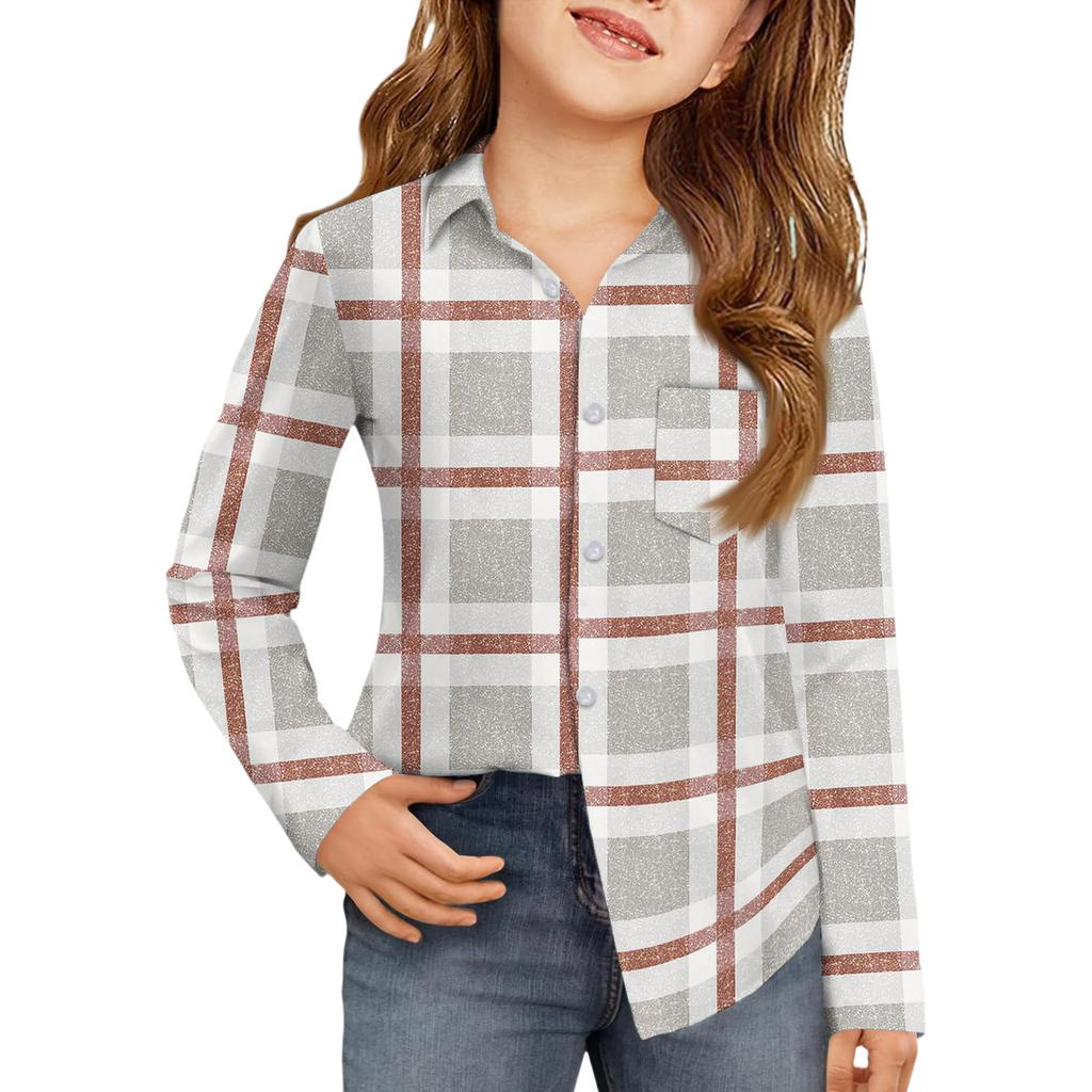 Girls' Button-Down Shirt - Long Sleeve Blouse