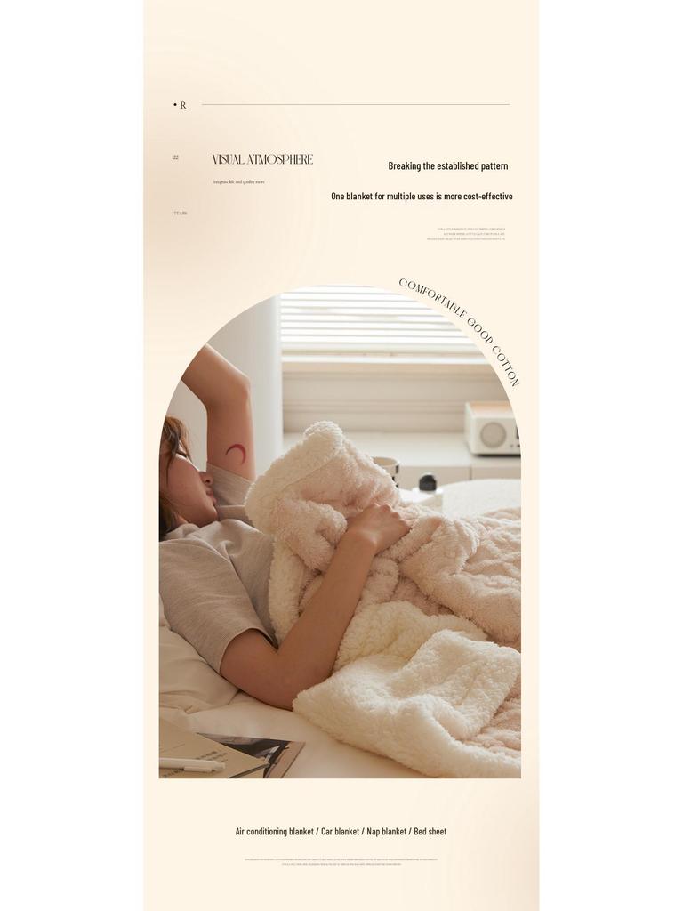 Утолщенный плед из тафты и флиса из овечьей шерсти для дивана/офиса/кровати