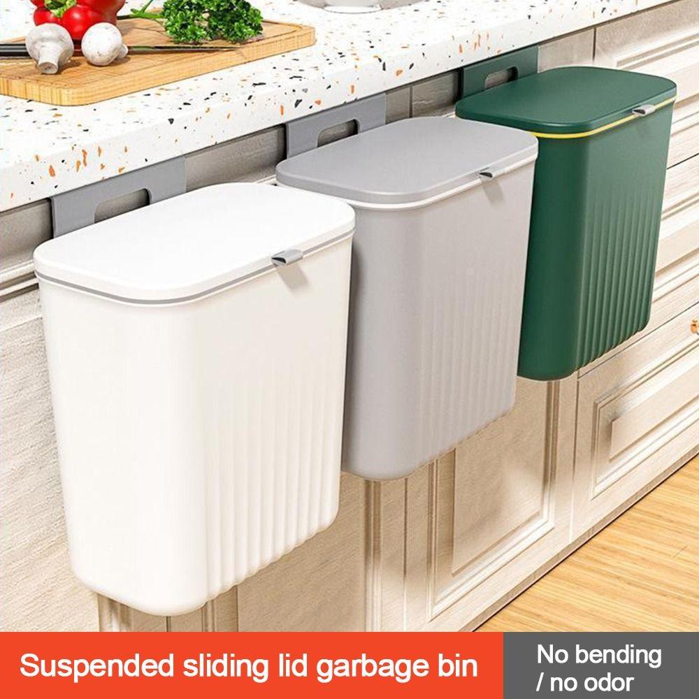 Wall Mounted Waste Garbage Bin With Lid Kitchen Narrow Rubbish Bin Durable Trash Can