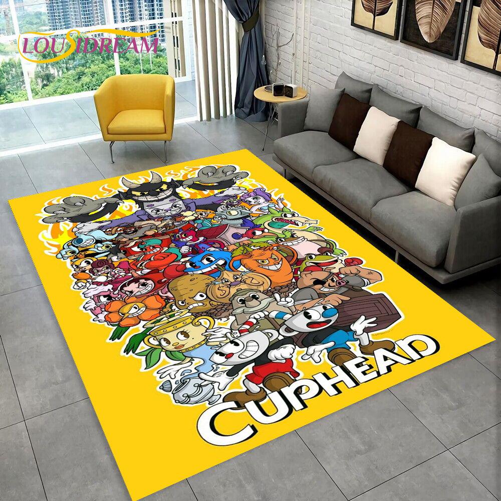 Game ,Cuphead and Mugman ,Gamer Area Rug ,Carpet Rug for Living Room Bedroom Sofa Doormat Decoration , Kids Play Non-slip Floor Mat