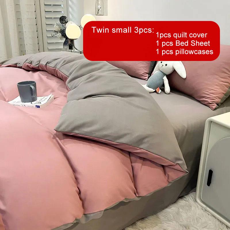 3/4pcs/set Double Solid Color Quilt Cover Four Piece Set Student Dormitory 1.2m Bedding Three Piece Set Double Bed Comfortable Sheet Home Textile