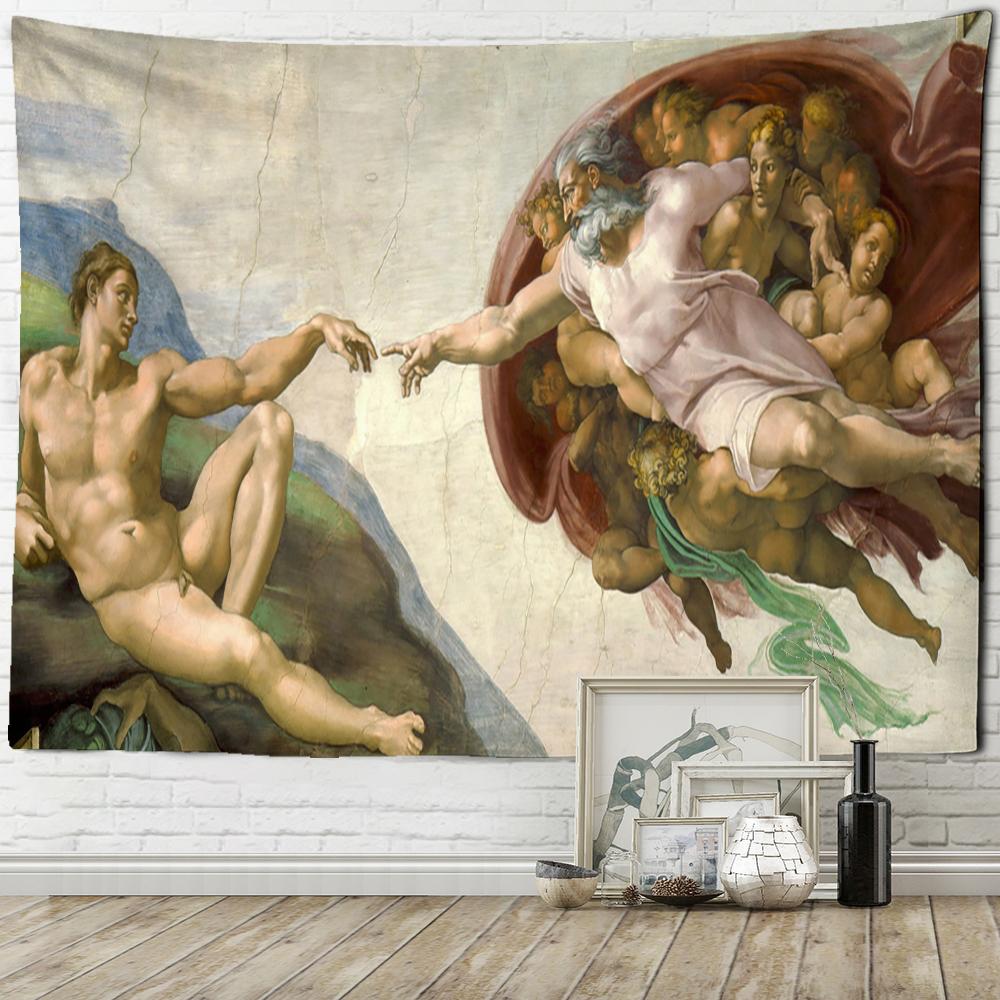 Иисус Ангел Дети Гобелен Настенный Религия Винтаж Искусство Мистический Хиппи Tapez Домашний Декор Фон Ткань