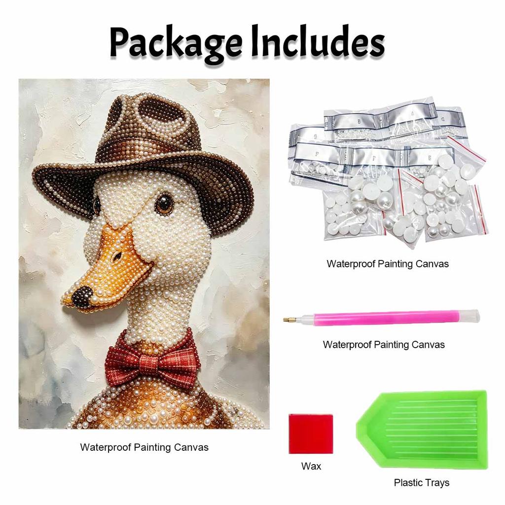 Pearl painting diy sticky diamond creative goose cowboy hat bow tie diamond painting kit living room hanging painting