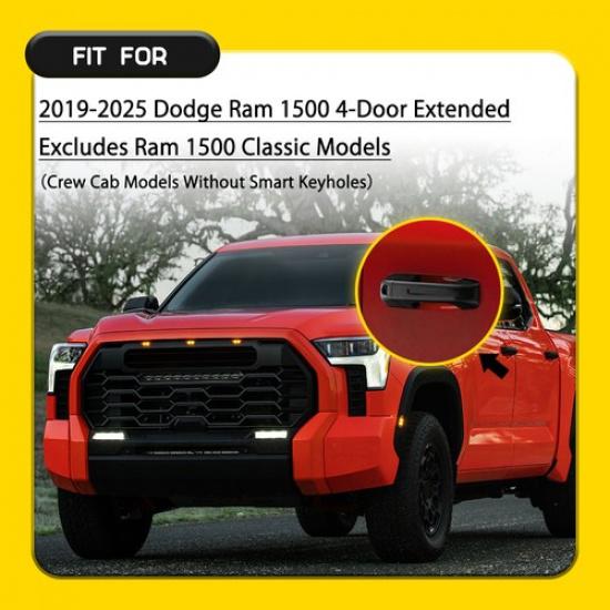 For -2025 Dodge Ram 1500 Crew Cab 4PCS Matte Black Door Handle Cover Caps OE