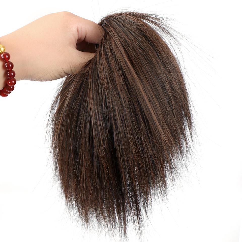 Synthetic Hair Bun Extensions Messy Straight Hair Band Elastic Chignon Scrunchy Wrap Updo False Hair Pieces for Women Hair