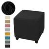 Polar Fleece Square Ottoman Stool Covers Elastic Anti-dirty Footrest Slipcovers Stretch Stool Covers Living Room Pouf Protector