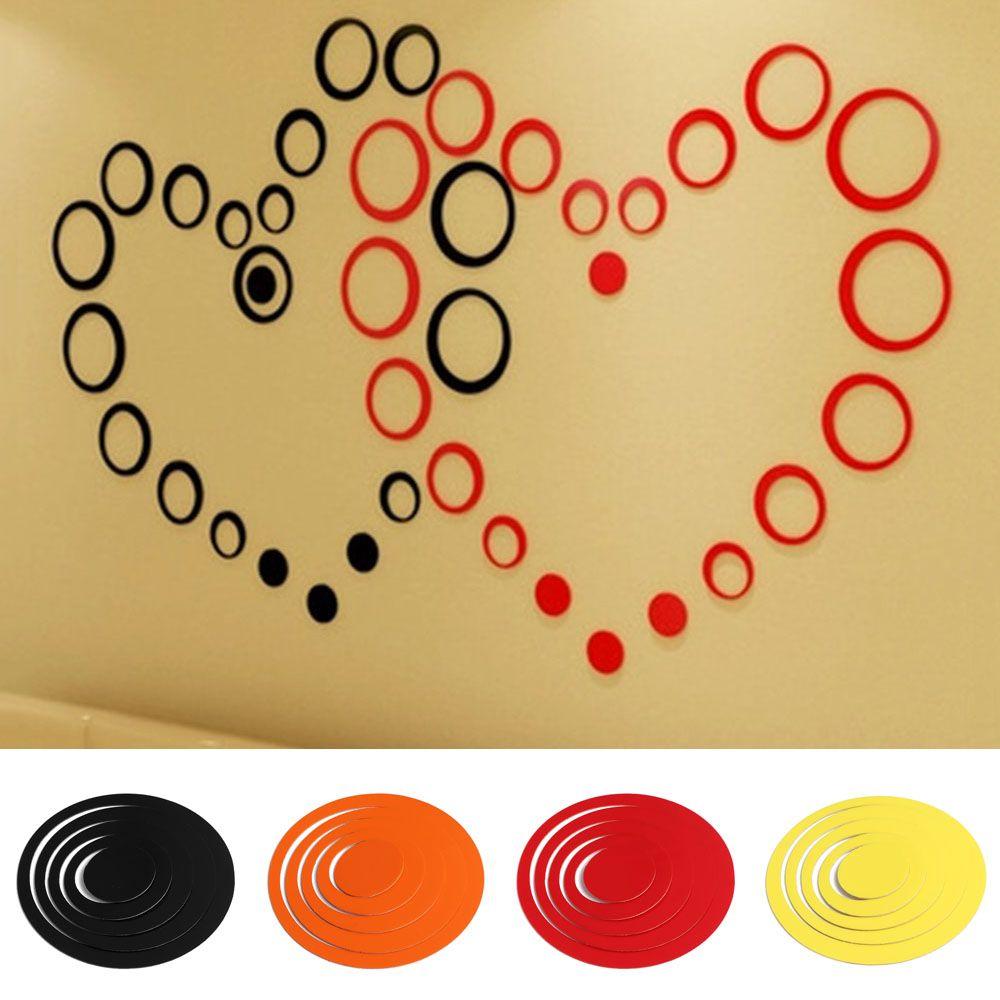 5PCS/Set Acrylic Wall Art Home Decor Mural Round Decals Wall Stickers 3D Circles