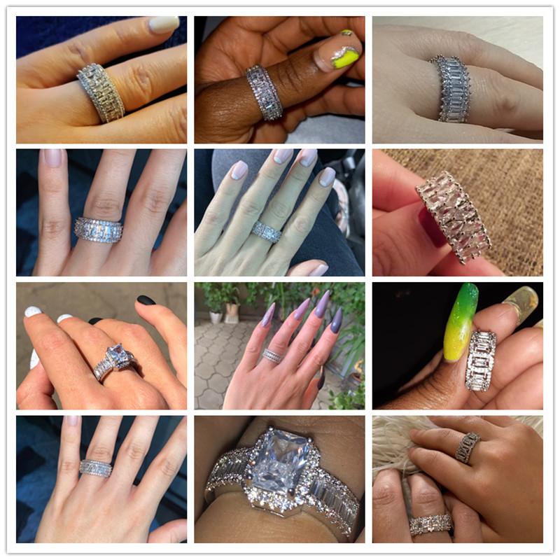 Huitan Trendy Luxury Plated Women Wedding Rings AAA Cubic Zirconie Ослепительное Кольцо Обещания Помолвка Свадебные Украшения