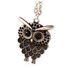 Винтажная подвеска в виде совы с ажурным узором, длинная цепочка, ожерелье, женская, для девушки, цепочка для свитера