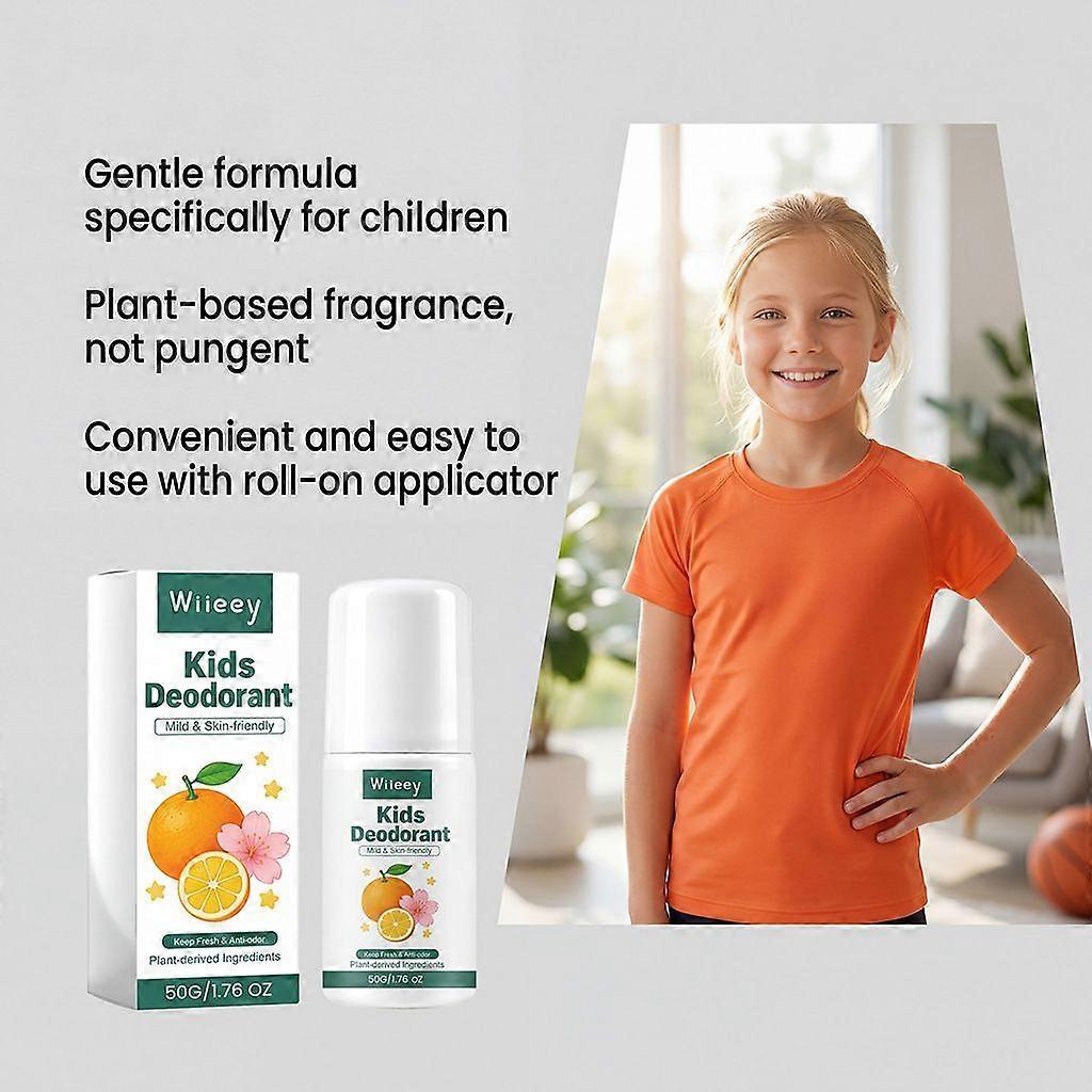 Kids Citrus Roll-On Deodorant, 50g Plant-Based Odor Protection