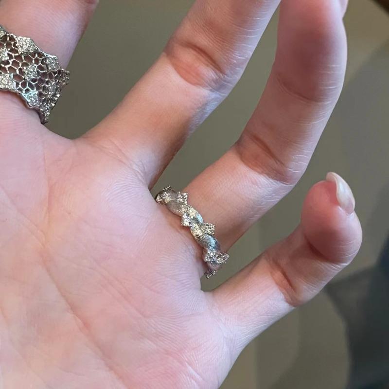 Легкая роскошь   растительная серия инкрустированные бриллианты Волочение проволоки Плетеный дизайн Кольца в виде лозы для женщин ретро свадебные изящные ювелирные изделия