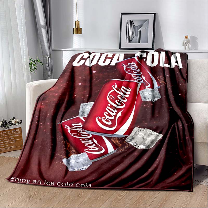 Coca-Cola Polar Bear Flannel Blanket, Vintage Throw Blanket for Bedroom