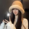 Plush Bucket Hat Women's New Winter Thickened Warm Basin Hat Windproof Ear Hat Winter Fluffy Hat