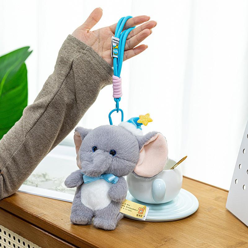 Hat Sleeping Cute Bow Cartoon Elephant Plush Toy Pendant For Decoration Bag