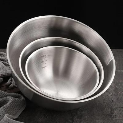 Кухонная миска из нержавеющей стали, корейская миска для рамена, миска для фруктового салата, миска для смешивания со шкалой