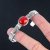 Daughters Day Deal Italian Red Coral Stone 925 Sterling Silver Bangle Jewelry