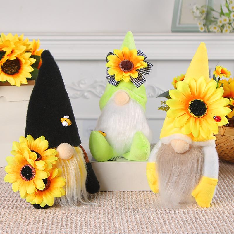 2024 New Bee Festival Faceless Doll Dwarf Cute Sunflower Bee Goblin Autumn Doll Ornament