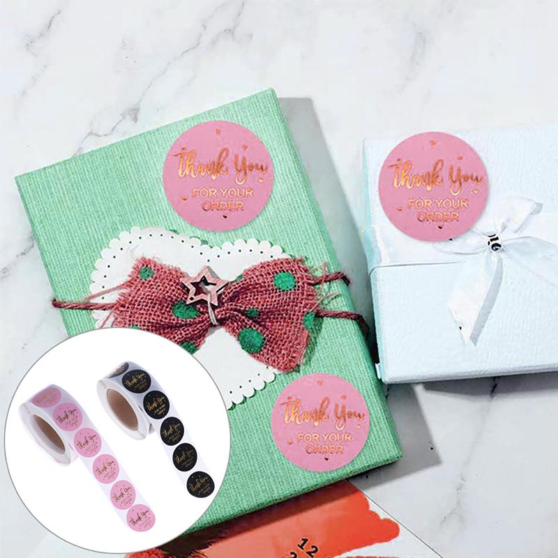 500 шт. Розовый Черный Ручная работа С Для Вашего Заказа Наклейка Сердце Спасибо Наклейка