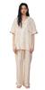 RAVIR Cotton Double Gauze Short Sleeves and Pants Breathable and with Feminine Ivory and Size Small Women's 100% Pajamas, Set, Moisture-Wicking,