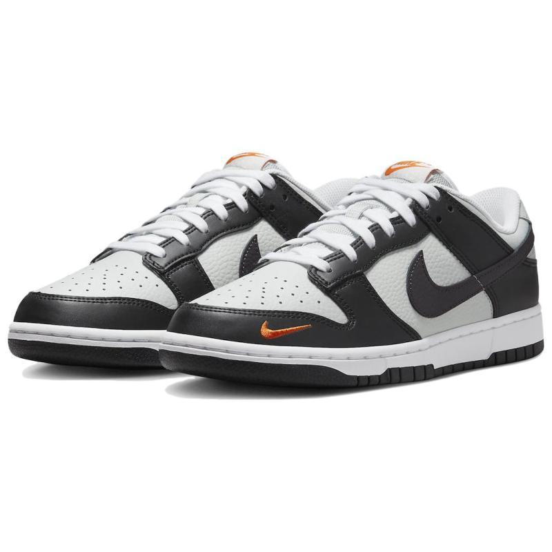 Nike Dunk Low Black Total Orange Mini Swoosh Skate Shoes Sneakers FN7808-001