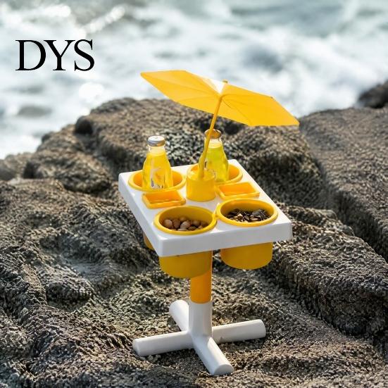 Песозащитный поднос для напитков, пляжный столик для закусок, 3D-печатный стол с 6 отделениями, портативные мини-слоты для напитков для пикника на открытом воздухе, прочный