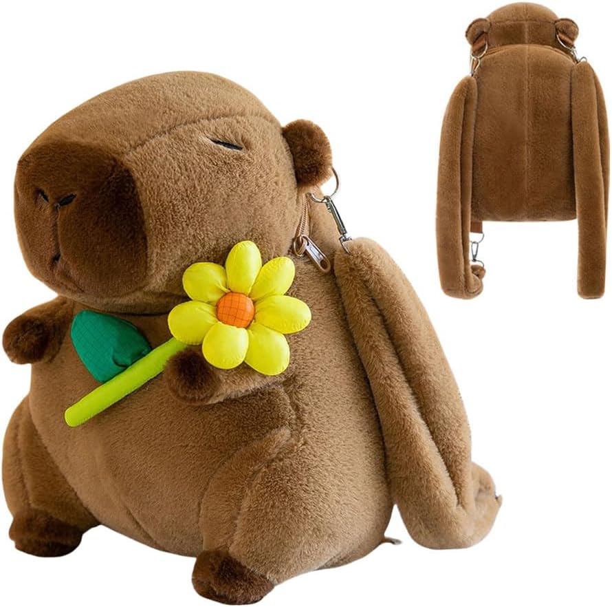 Cute Capybara Plush Backpack for Children, Gift for Girls, Cute Backpack, Playful Accessory, Soft Texture Bag,Stuffed Animals