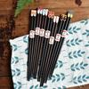1 Pairs Japanese Flower Pattern Pointed Chopsticks Smooth Wax-free Wood Polka Dot Chopsticks Chinese Family Restaurant Banquet Use Serving Chopsticks