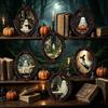 Distressed Style Fridge Decals Retro Gothic Halloween Refrigerator Magnet, Oval Photo Frame Frige Magnets, Dark Reusable Festive Kitchen Decorations