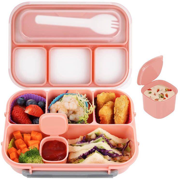 16-Piece Plastic Bento Lunch Box Set for Students with Microwave-Safe Compartments and Fruit Picks