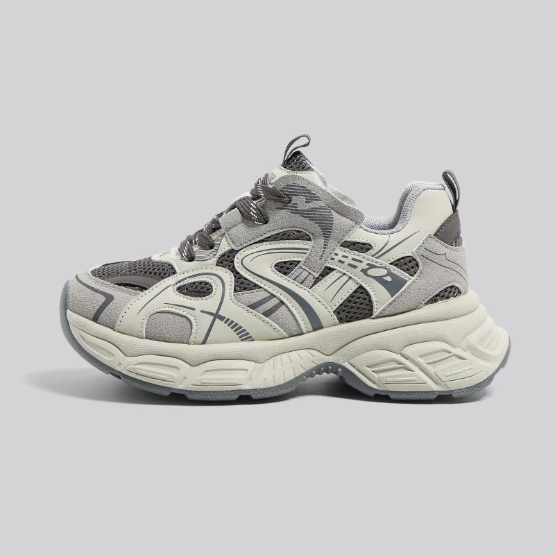 Thick Pops Shoes Women's Spring Gray Sneakers Versatile Thick Bottom Heightening Casual Sneakers