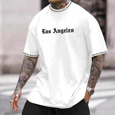 Летний топ с круглым вырезом, 3D-принтом с буквенным узором «Лос-Анджелес», модная повседневная мужская футболка с коротким рукавом