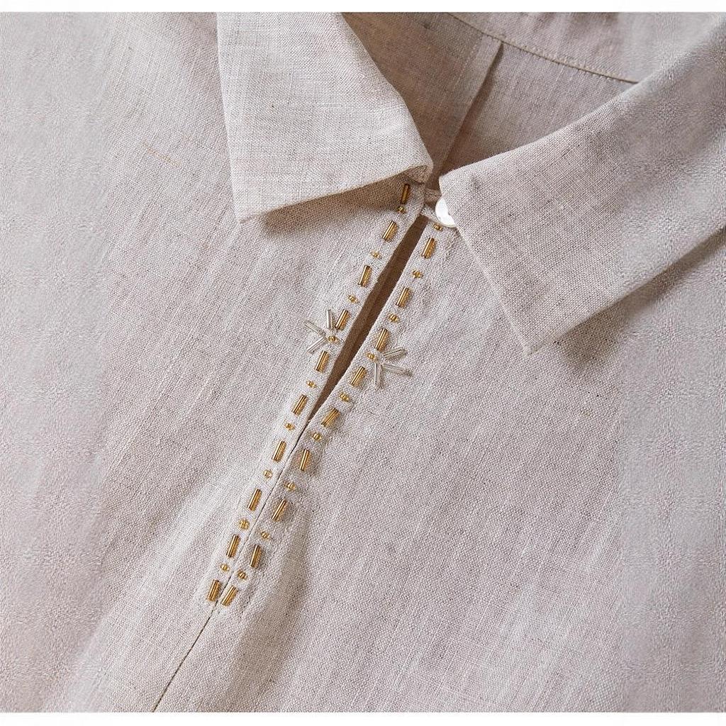 Women's Retro Dolman Sleeve Linen Shirt - Autumn 2025 Collection