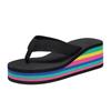 Slippers Women's Flip-flops Women's Summer Rainbow Platform Sandals High Heels Colored Outer Wear Women's Shoes Casual Beach