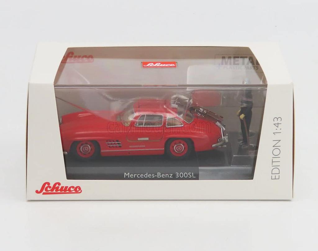 Schuco Scale 300SL 1954 Red with Ski Figure 1/43 Mercedes-Benz (W198)