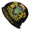 Hippie Security Service Of Ukraine Logo Skullies Beanies Winter Slouchy Beanie Hat Ukrainian Trident Cross Knit Bonnet Cap Ski