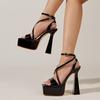 Liyke/Новые брендовые черные сандалии на платформе на массивном высоком каблуке, модные модные туфли с открытым носком и ремешком на щиколотке, вечерние туфли для танцев на шесте, женские туфли-лодочки