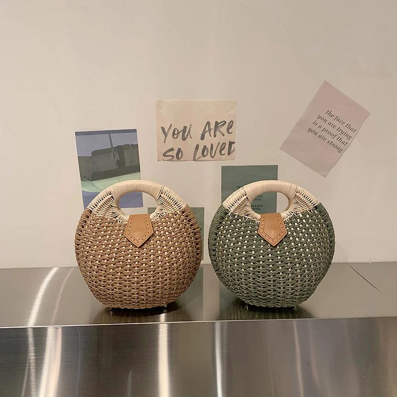 Вязаные сумки с ручками-ракушками National Hasp, новинка, милая индивидуальность, модное плетение из травы, лаконичные и легкие, повседневные, модные