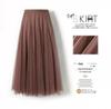 Womens Solid Pleated Elegant Midi Elastic Waist  Skirt