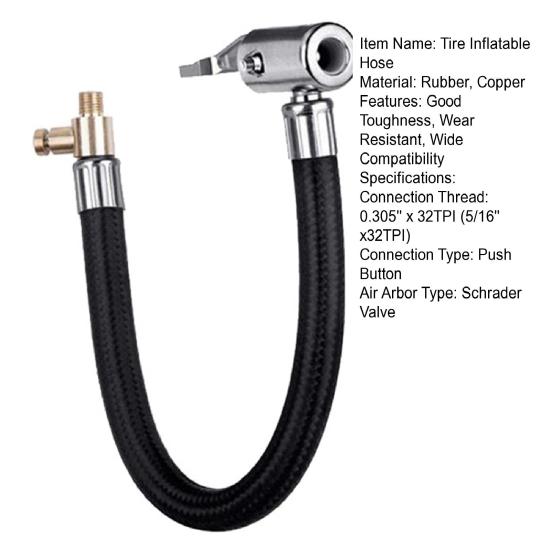 Tire Inflatable Hose Flexible Leak-proof Rubber Car Tyre Air Connection Locking Air Chuck Bike