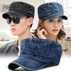 Unisex Korean Style Washed Denim Military Cap - Breathable Outdoor Sunshade Duckbill Hat