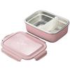 Stainless Steel PP Material Food Box Insulated Lunch Box Portable Lunch Boxes with Removable Compartment Leakproof Boxes  Pink