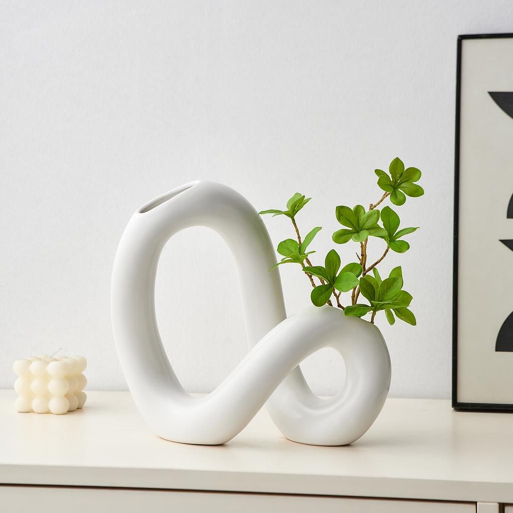 Home Decor Creative Art Vase Abstract Flower Bottle Modern Style Living Room Table Ornament Office Desk Accessories Crafts