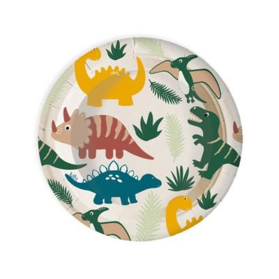 Картонные тарелки - Дино - 23 см - 8 шт - Для контакта с пищевыми продуктами - Идеально для мероприятий