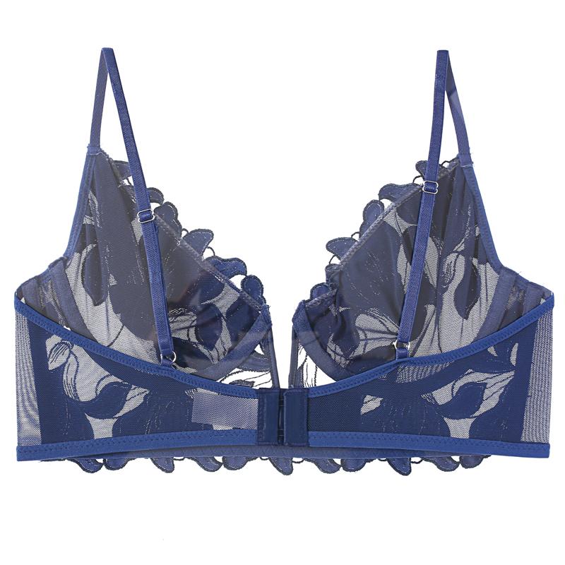 TERMEZY Sexy French Lace Embroidery Brassiere Lingerie Set Women's Underwear Set Push Up Thin Bralette Deep V Bra and Panty Set