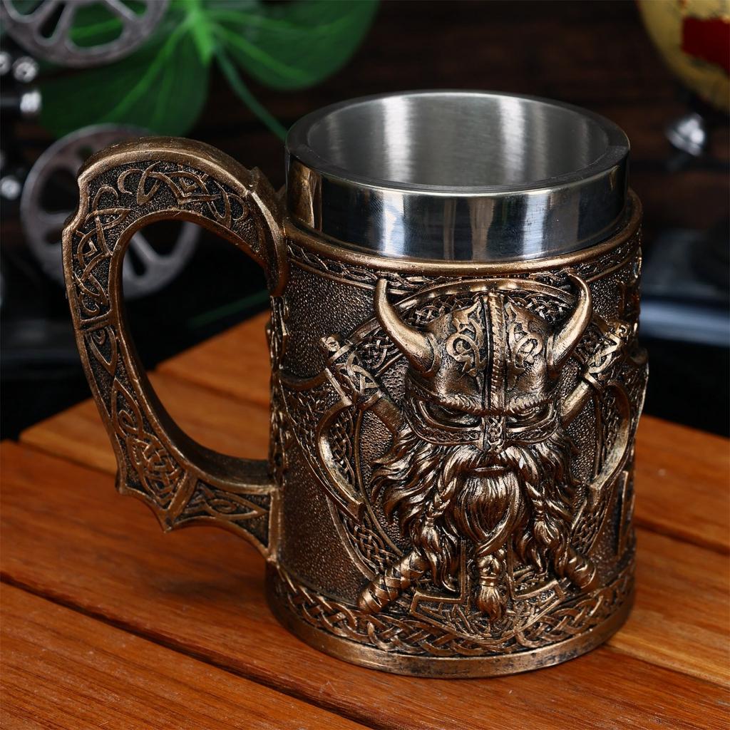 Coffee Cup Resin Beverage Cup Beer Cup With Stainless Steel Liner Suitable For Kitchen Home Bar Decoration (capacity 600 Ml)