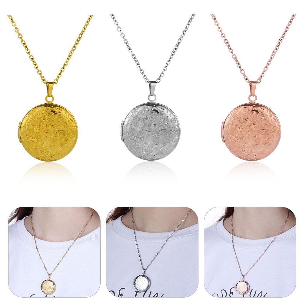 Подарочные украшения Трехмерная резьба Цепь Круглая форма Подвеска Фото Картина Медальон Ожерелье