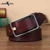 Ремень с пряжкой из нержавеющей стали, мужской кожаный утолщенный глянцевый первый слой из воловьей кожи, винтажный повседневный универсальный молодежный джинсовый ремень